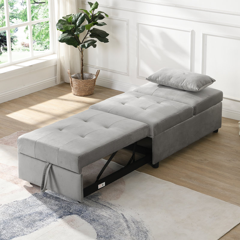 Rectangle Tufted Upholstered Velvet Ottoman