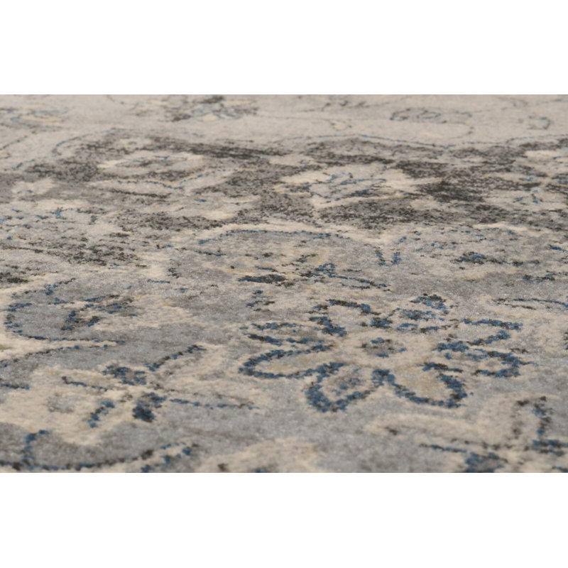 Tapis oriental argenté Attell, Rectangle 6 pi 7 po x 9 pi 6 po