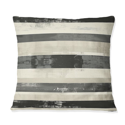 Coussin décoratif noir et beige Mid Century Retro Stripe