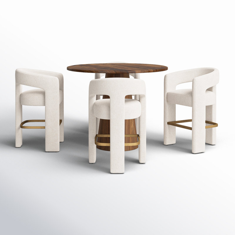 Ensemble repas 5 personnes à hauteur de comptoir Darlington, Blanc