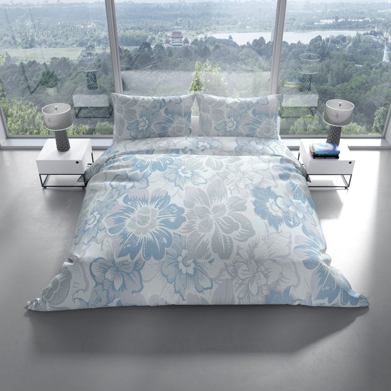 Ameerat Cotton Blend Floral Duvet Cover Set with Pillowcases Included, 200 x 200cm Duvet Cover + 2 80 x 80cm Pillowcases