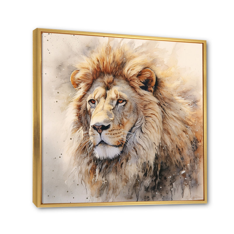 Lion, art mural sur toile, impression féroce et animal sauvage - lion féroce III, H 16 po x l 16 po x P 1 po