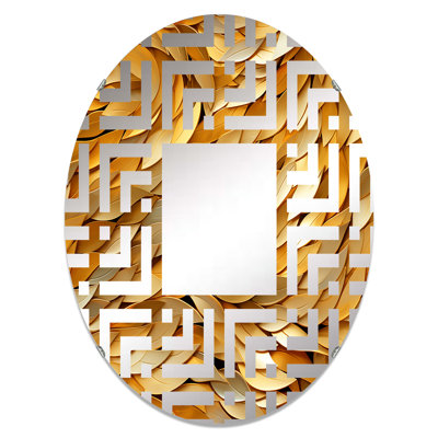 Écailles de poisson dorées - miroir décoratif labyrinthe ovale