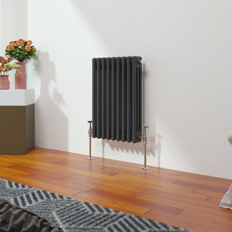 Valery Vertical Traditional Cast Iron Style Designer Radiator, 60cm H x 42.5cm W, Anthracite, 3