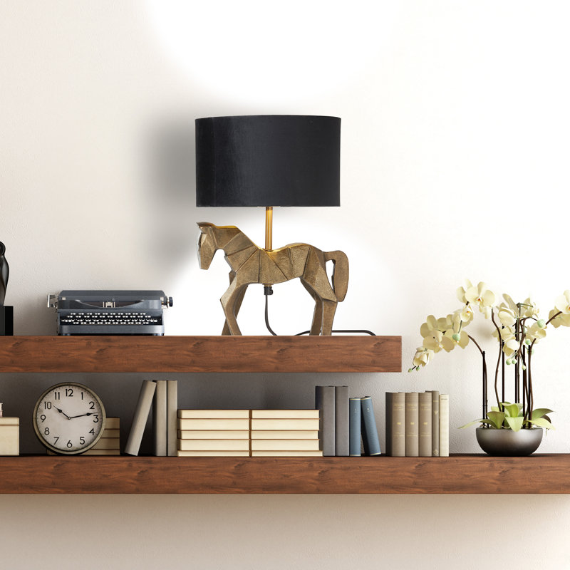 Lampe de table 17 "H 17,75" Origami avec abat-jour tambour noir