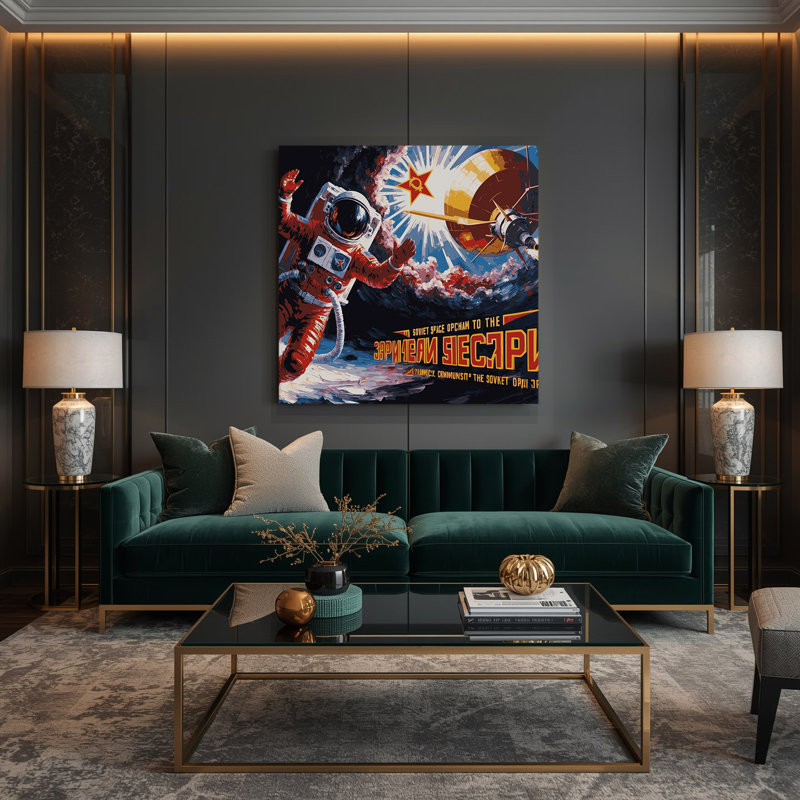 "Space", "Space programme", "Propagande", art mural sur toile mauve, H 12 po x l 12 po