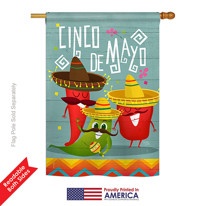 Drapeau intérieur 40 po x 28 po Cinco de Mayo