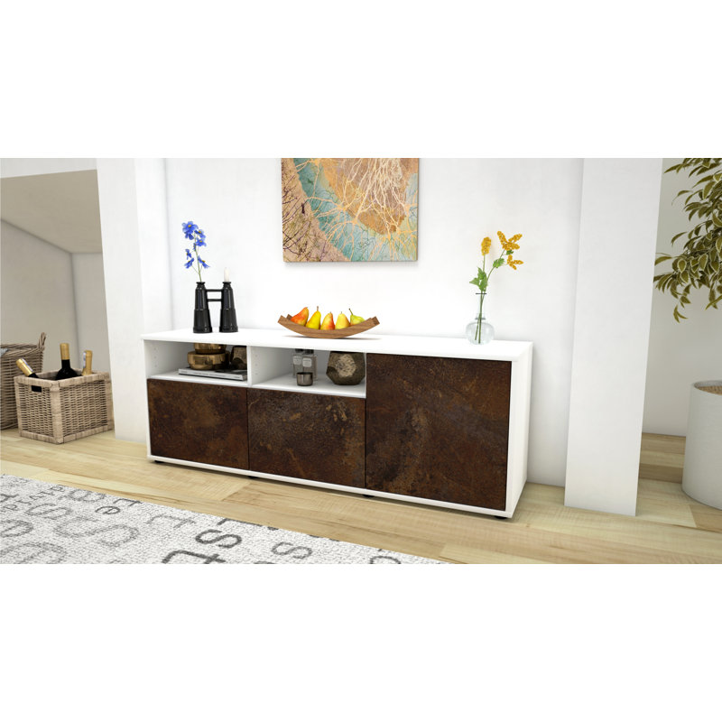 Wyss Unfinished TV Stand for TVs up to 60, Rust / Matte White