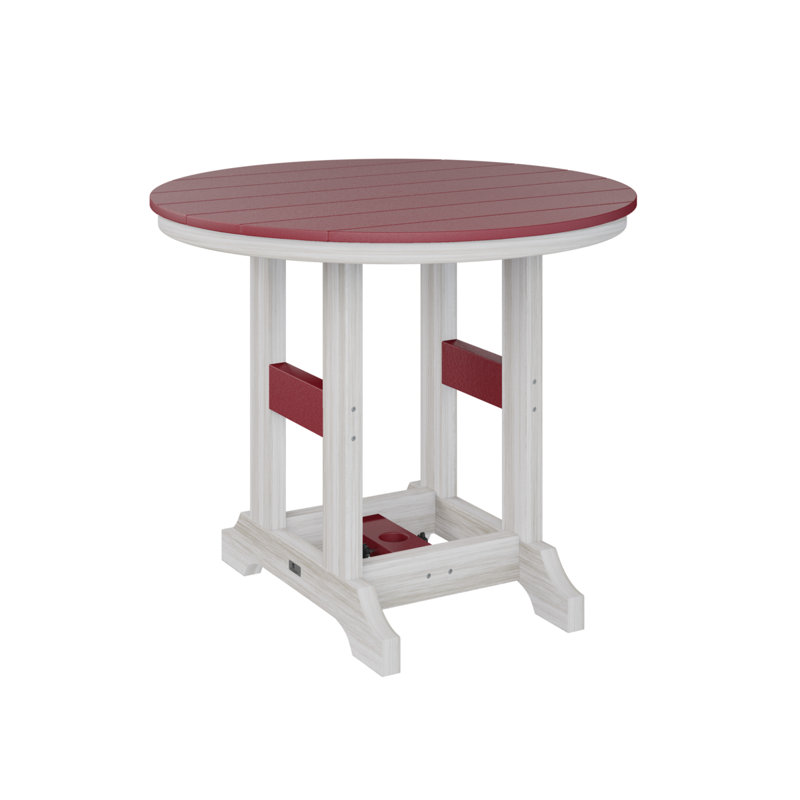 Garden Classic Outdoor Round Dining Table, Seashell, Scarlet Red