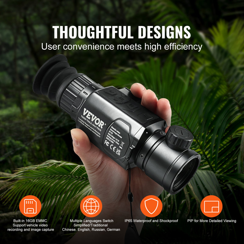 Télescope d'imagerie thermique de chasse 1 x -8X avec écran OLED 0,39 po VEVOR