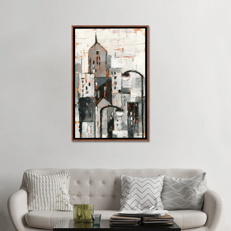 «Illuminated City I» par Ethan Harper - reproduction d'art, H 48 po x l 32 po x P 1,5 po, Toile classique avec cadre brun