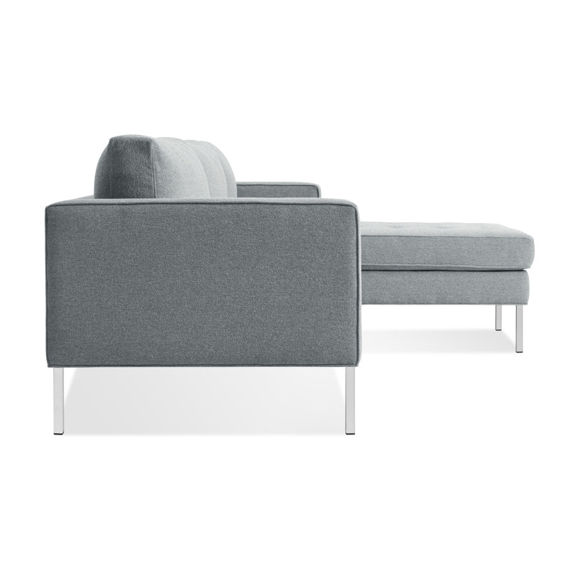 Paramount Chaise Sectional, Stainless Steel, Sanford Ceramic Crossweave, Right Hand Facing