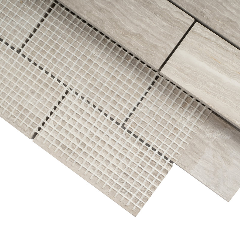 Carreau de mosaïque en marbre poli en bois beige 11,82 po x 11,82 po