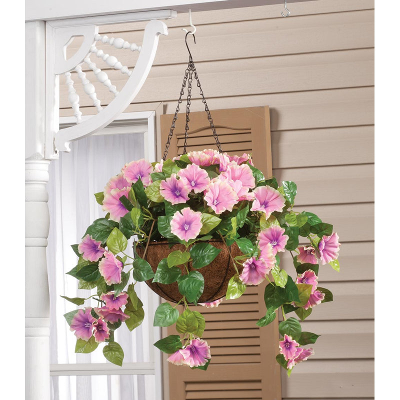 Panier suspendu de pétunias OakRidge entièrement assemblé, Pink