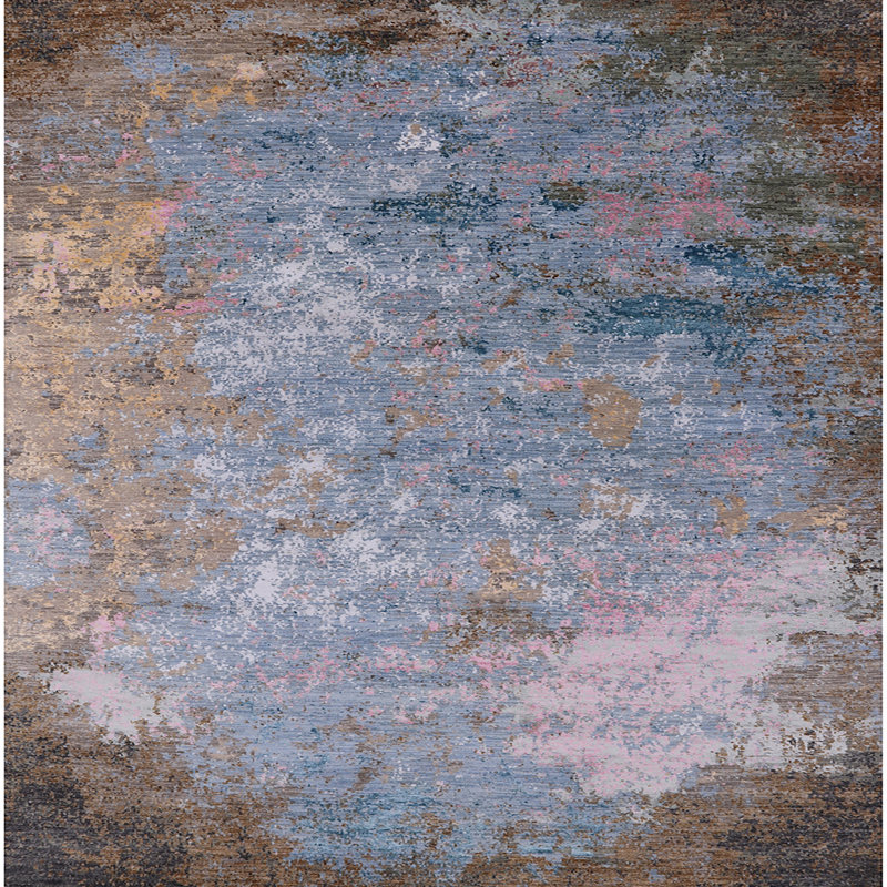 Tapis bleu / brun Brookeville, Carré 7 pi