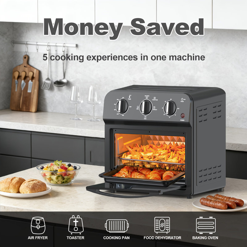 13QT Family-Size Air Fryer Toaster Oven Combo – 360° Hot Air Circulation for Healthy Oil-Free Cooking, Multifunctional Convection Countertop Oven with Adjustable Time & Temperature Control