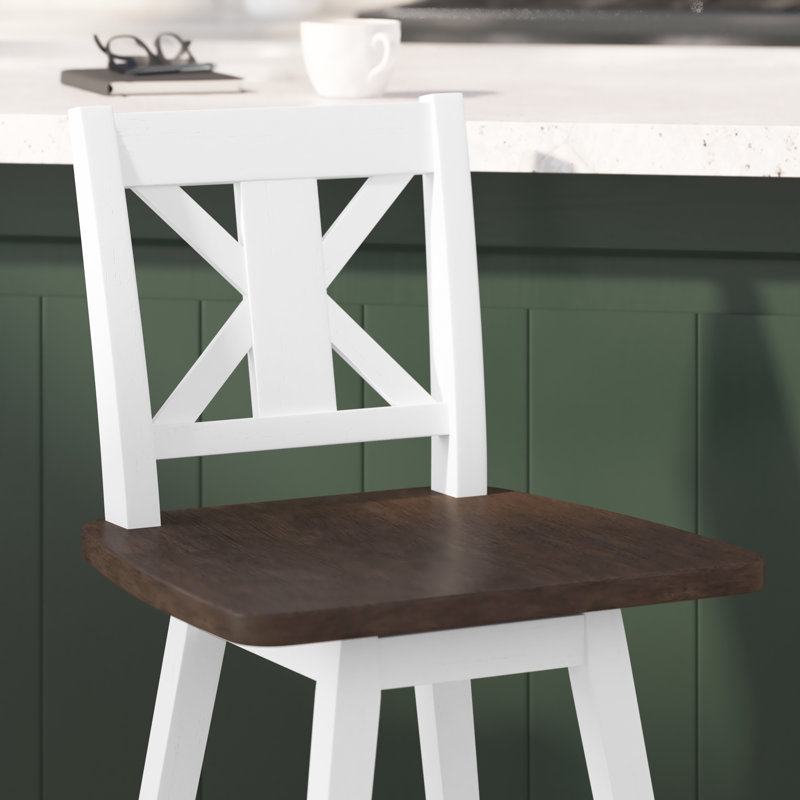 Tabouret de bar et de comptoir Bakersville, Blanc délavé, Tabouret de bar (siège d'une hauteur de 28,5 po)