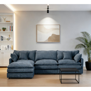 3-Seater Comfy Cloud Couches With Movable Ottoman