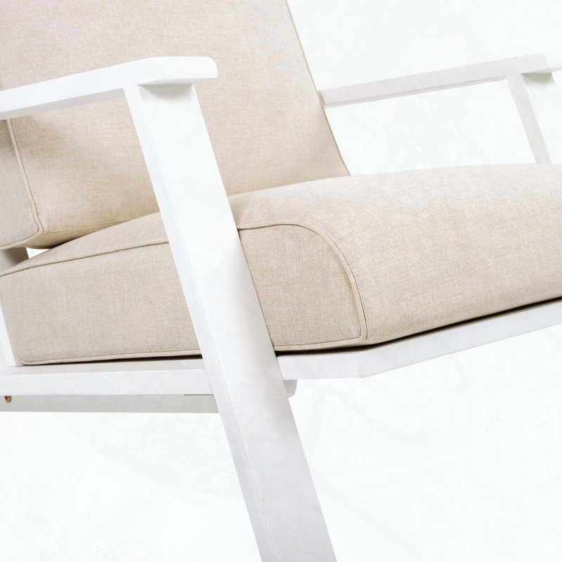 Ensemble de 2 fauteuils club en bois d'acacia avec coussins beiges