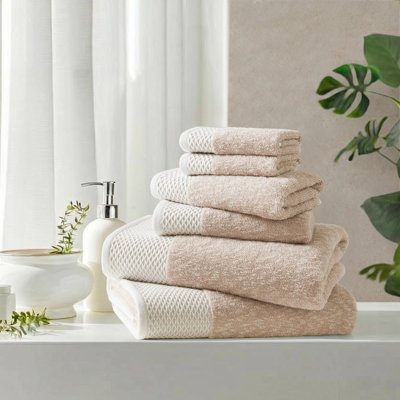 Hayden Beige 100% 550 GSM Cotton Jacquard 6-Piece Towel Set
