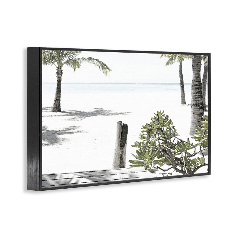 «Shoreline Palms Landscape», estampe numérique, design par Noah Bay, H 12 po x l 18 po, Giclée encadrée noir minuit