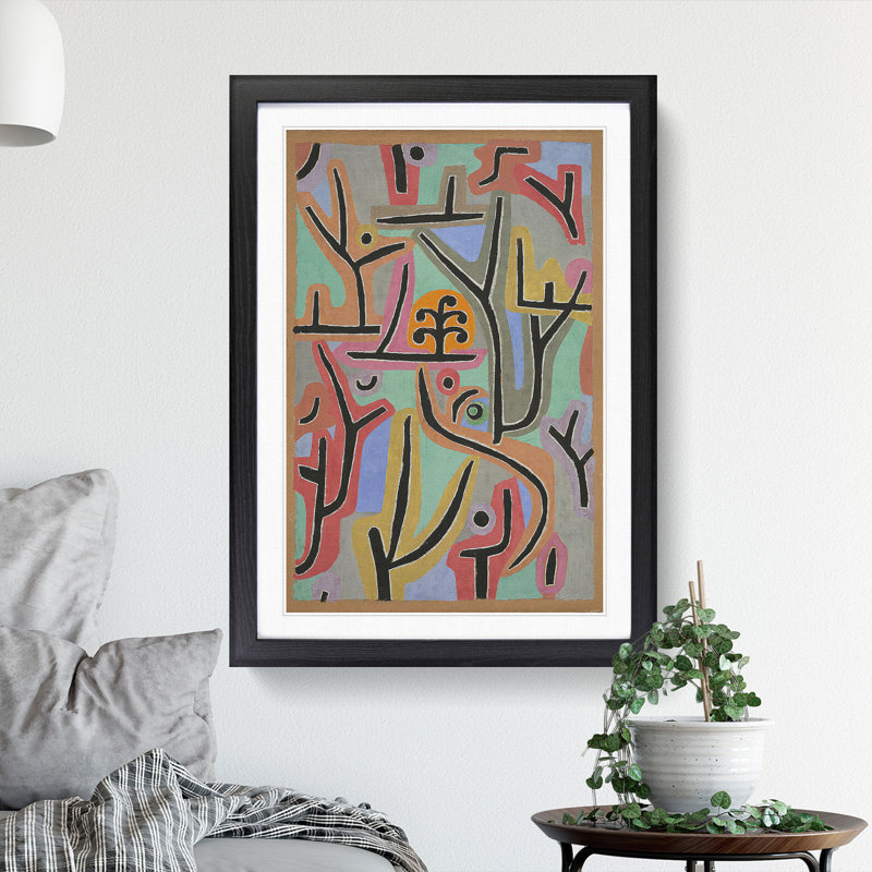 Park Scene by Paul Klee - Picture Frame Painting, 48cm H x 36cm W x 2cm D, Black Framed