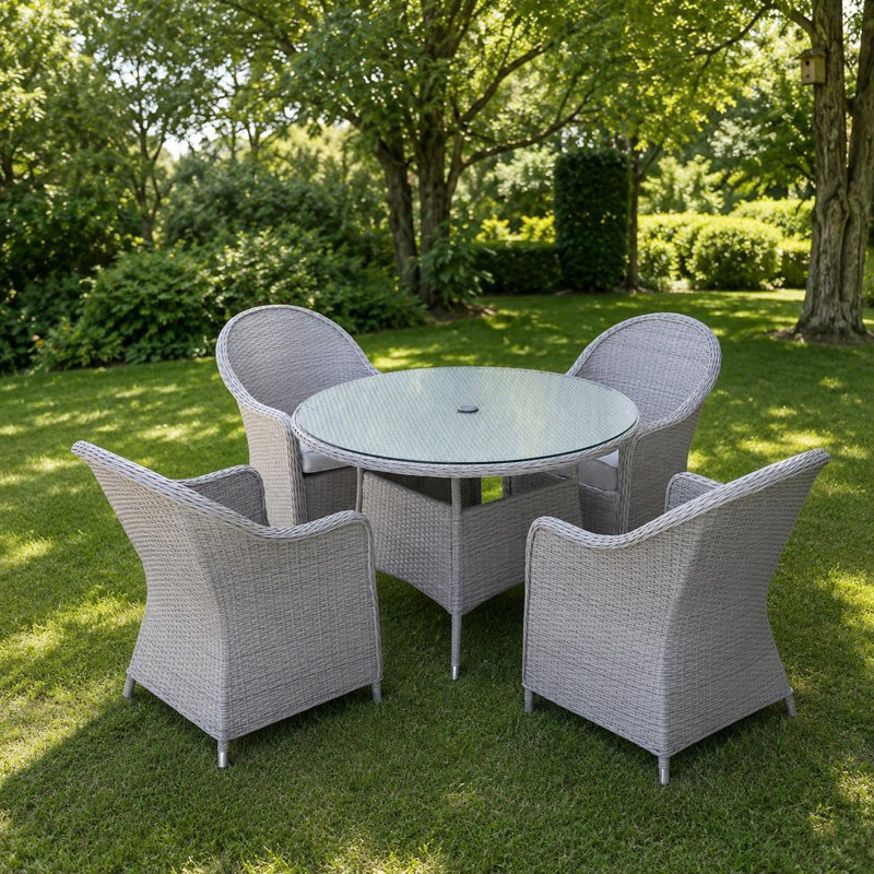 Shatchi Patio Dining Set with, 73cm H x 110cm W x 110cm D, 4