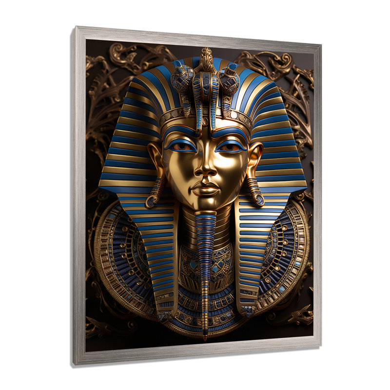 Égypte, pharaons royaux - Art mural égyptien, H 44 po x l 34 po x P 1,5 po, Cadre simple argenté