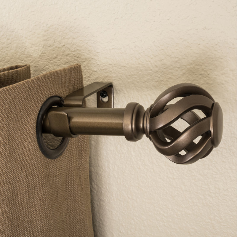 Kadar Metal Adjustable Single Curtain Rod, Dark Bronze, 12"-20" W