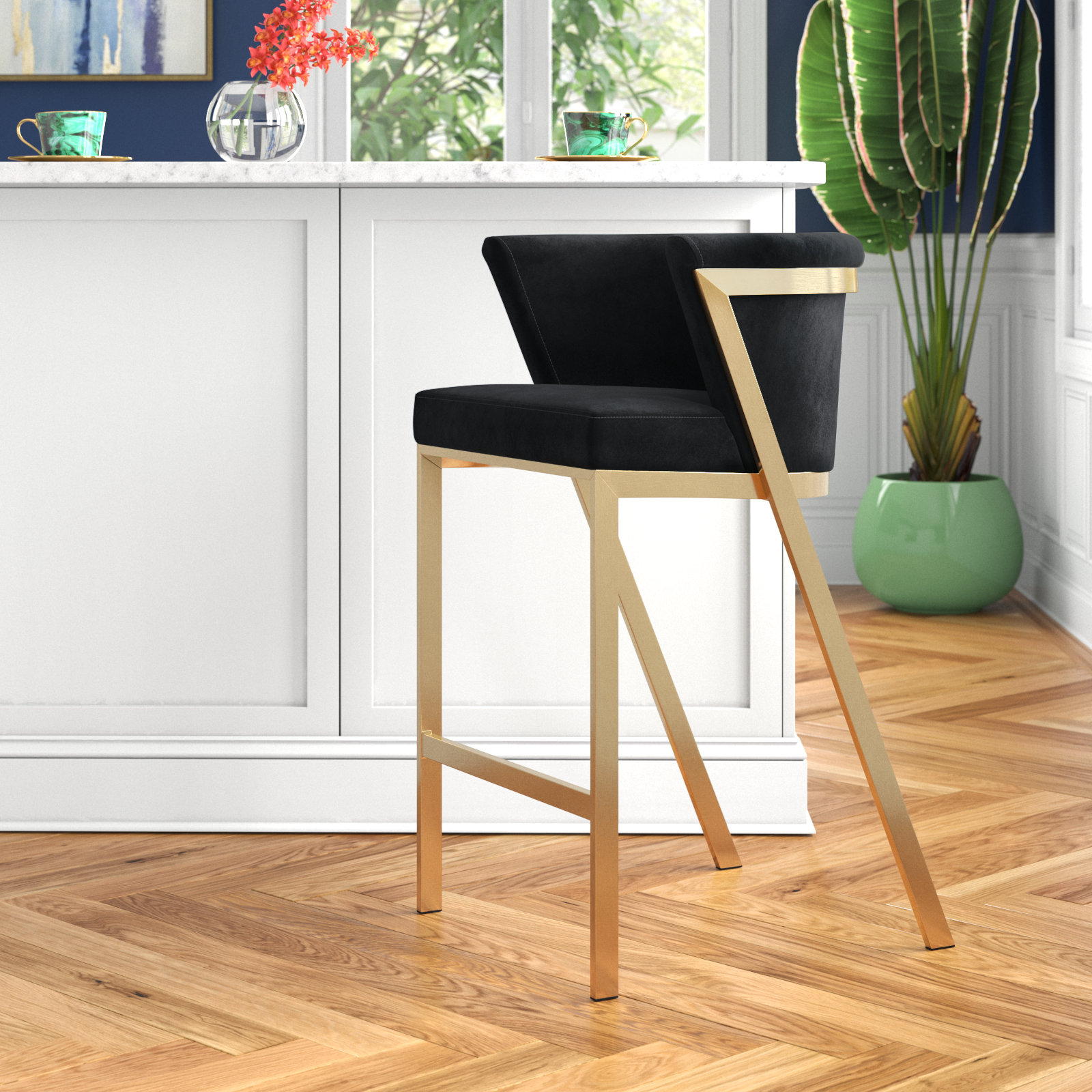 Delta Brass Black And Brass Counter Stool LUE BONA Winson Windsor