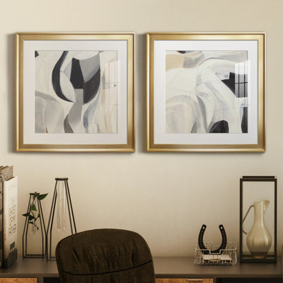 The Search - Matted and Framed Under Acrylic Glass, Set of 2, Coastal Wall Art for Living Room