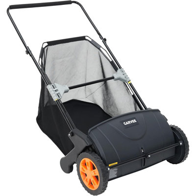 Heavy Duty 21-Inch Push Lawn Sweeper – 3.5 Cu. Ft. Mesh Collector, Dual Spinning Brushes, Steel Frame – Easy Grass, Leaf & Garden Debris Cleanup