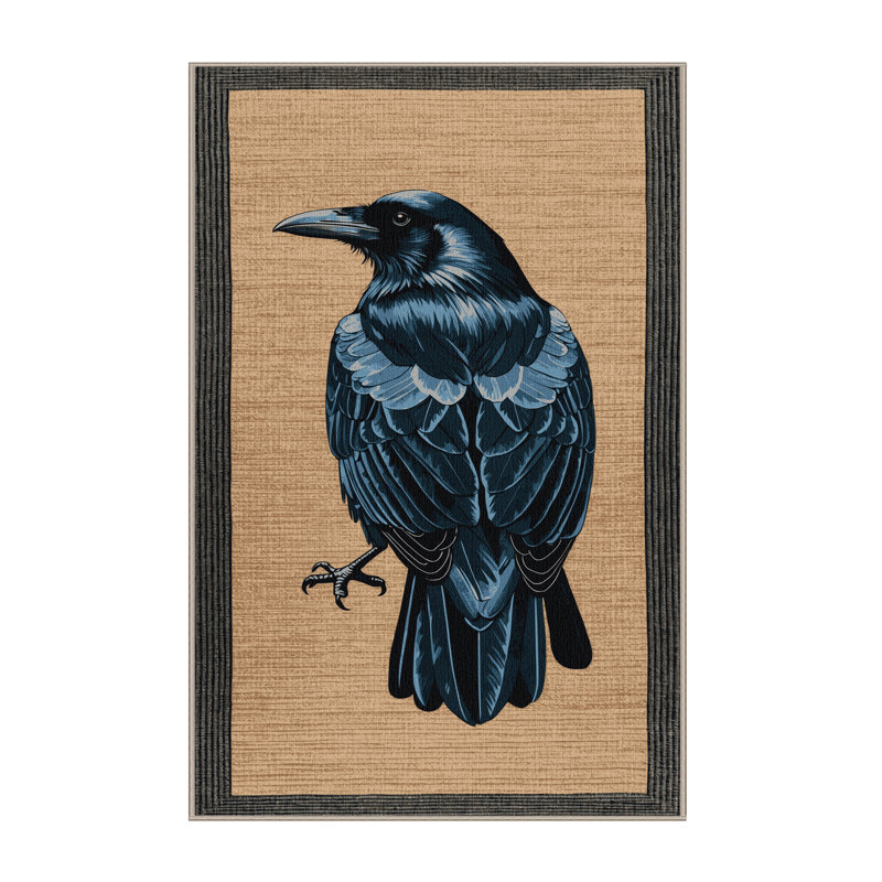 Washable American Crow Birds Area Rug, Rectangle 6' x 9'