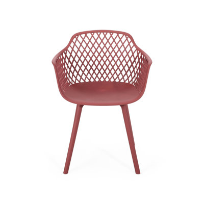 Outdoor Dining Poppy Chair : Weather , Stable Construction, Red Polypropylene, 22.64 In.D X 20.92 In.W 32.46 In.H, Modern Vibe Seating: Weather-, Stable, Look