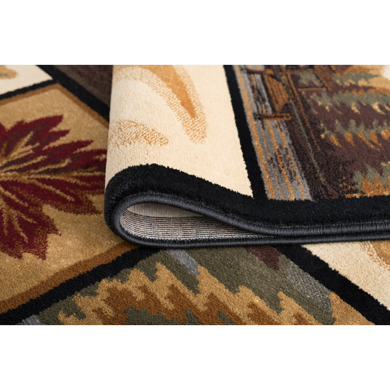Tapis brun et beige de style Sud-Ouest, Rectangle 8 pi 9 po x 12 pi 3 po