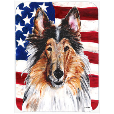 Planche à découper en verre « Collie » avec drapeau américain trinx USA