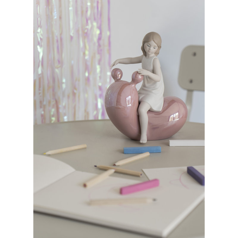 Figurine Ma fille balançoire, Blanc/rose