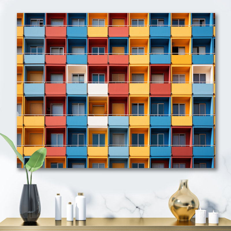 "Cityscape Colorful Patterns III", reproduction d'art sur toile, Cadre photo noir, H 24 po x l 32 po x P 1 po