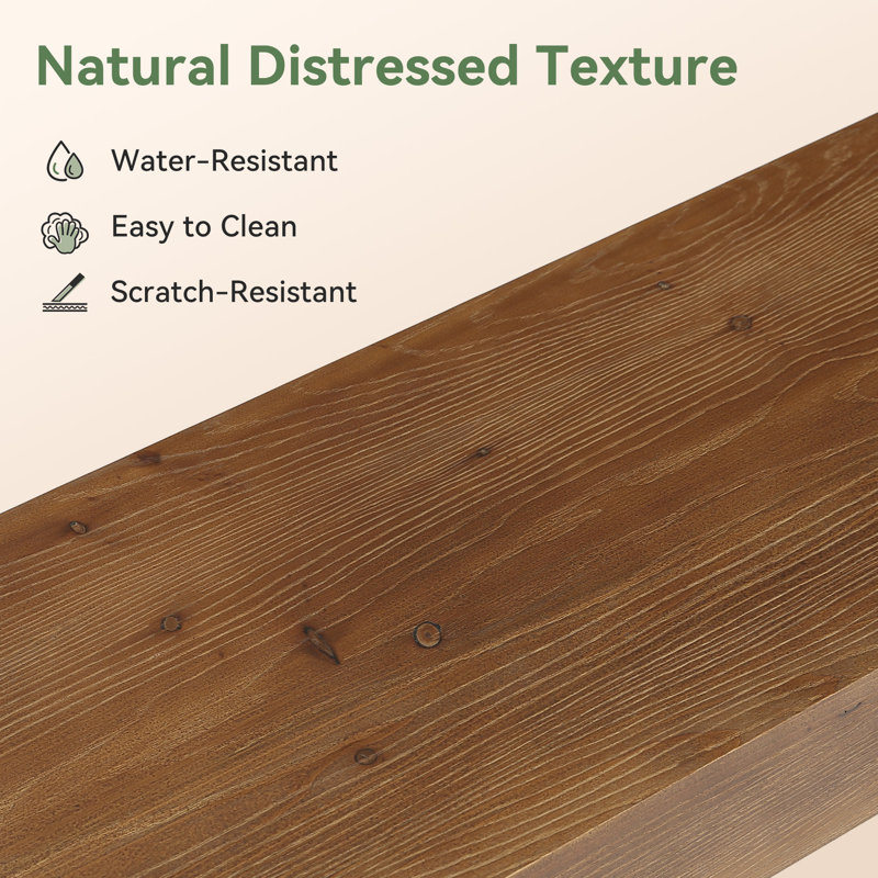 Solid Wood Bench-63 Rustic Dining Bench, Dark Brown
