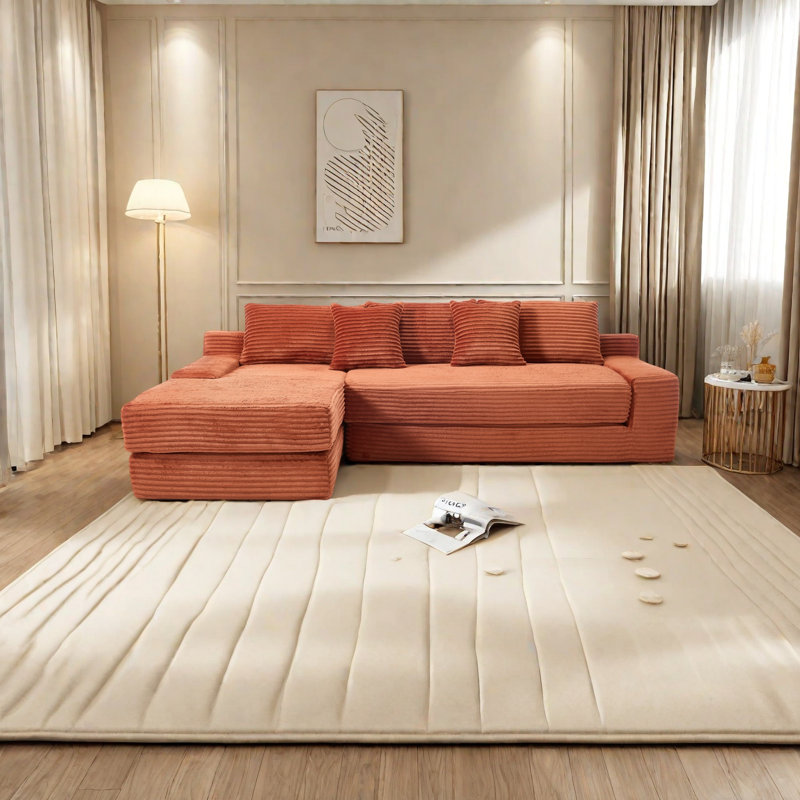 Canapé-lit modulaire en forme de L Boneless, mousse à mémoire de forme nuage, revêtement en velours côtelé de luxe, conception modulaire pour les petits espaces