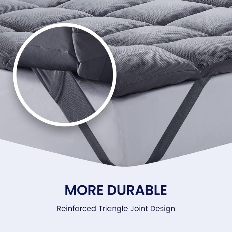 Surmatelas refroidissant à damier - Housse de protection pour surmatelas avec poche profonde, Très grand lit