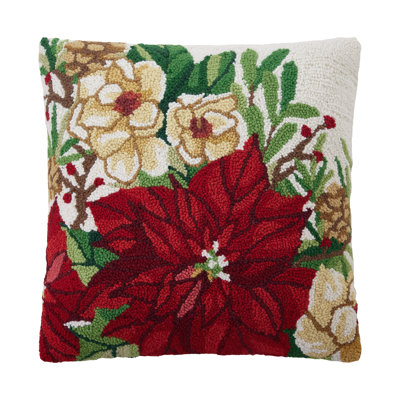 Holiday Floral Wool Hook Pillow