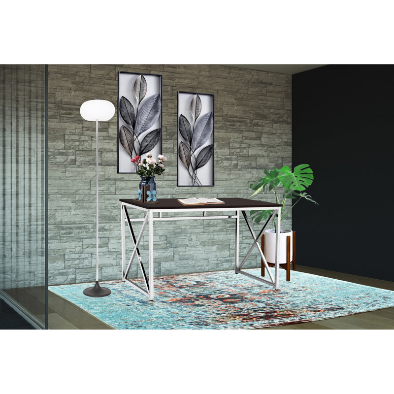 Mobilier de bureau brun contemporain - Hauteur : 74,4 cm (29,28 po), fini anti-rayures, bureau fonctionnel, plateau de 119,4 cm (47 po) de large, pieds, surface, forme rectangulaire