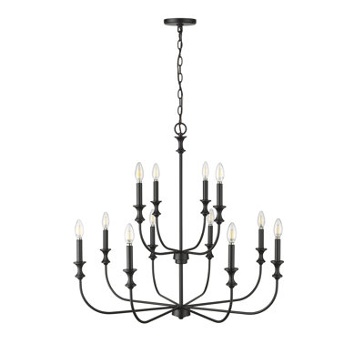 12 Light 33.9 In. Matte Black Chandelier