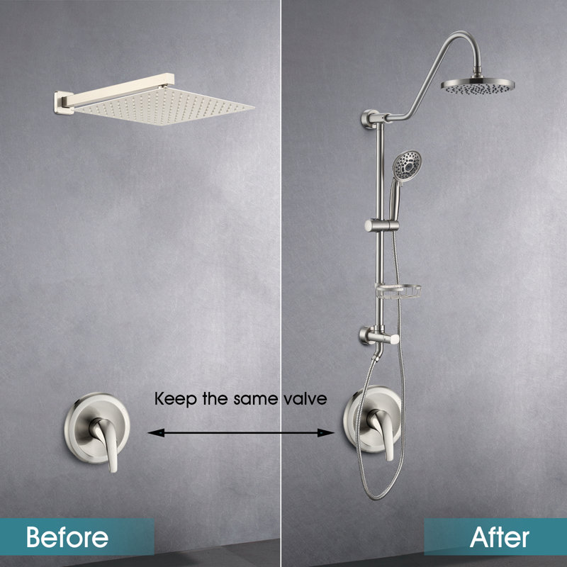 8-Inch Shower System With Hand Shower And Rain Shower Head, Brushed Nickel