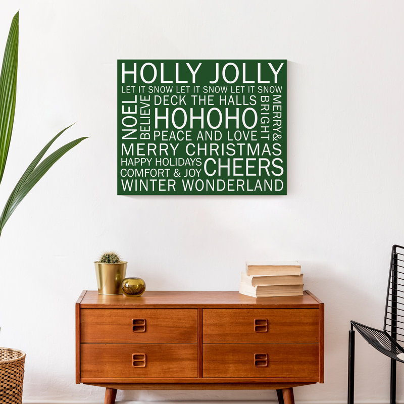 «Christmas Sayings», impression sur toile tendue, H 16 po x l 20 po x P 1,25 po, Vert
