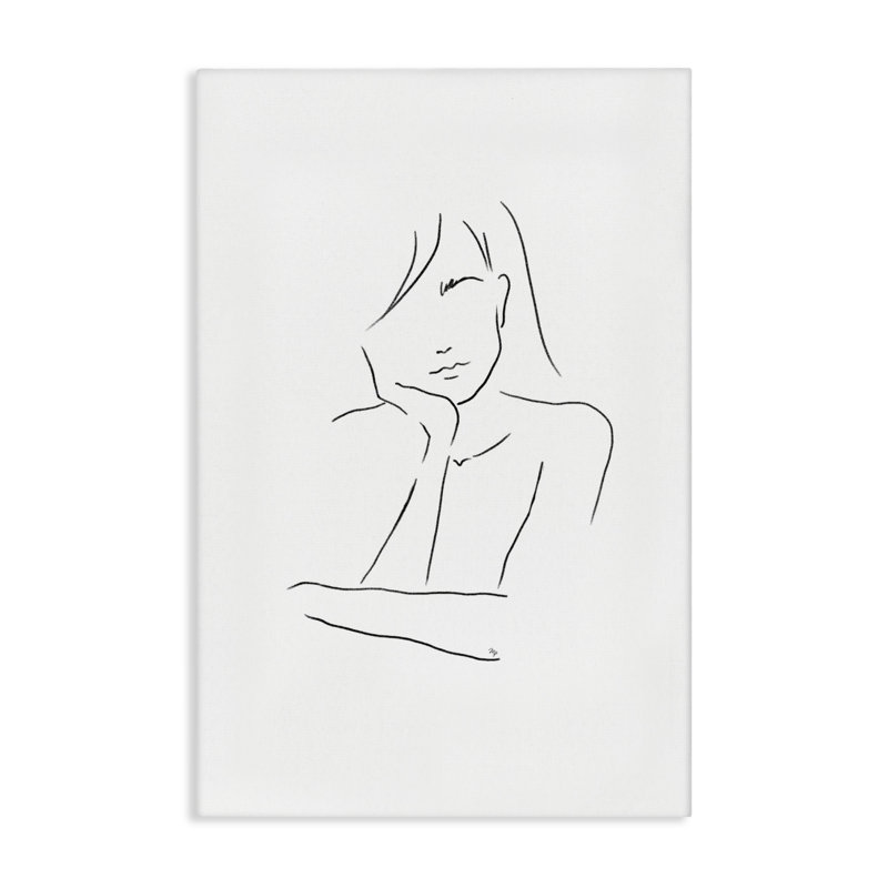 Triste femme, dessin au trait, par Martina Pavlova, H 36 po x l 24 po