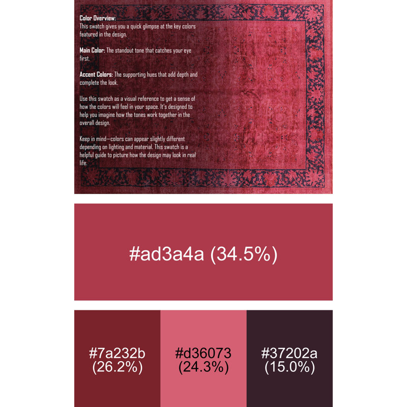 Tapis de style oriental rouge, Rectangle 5 pi x 7 pi