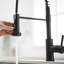 Robinet de cuisine avec douchette rétractable en acier inoxydable à poignée simple et évier à ressort-126278657