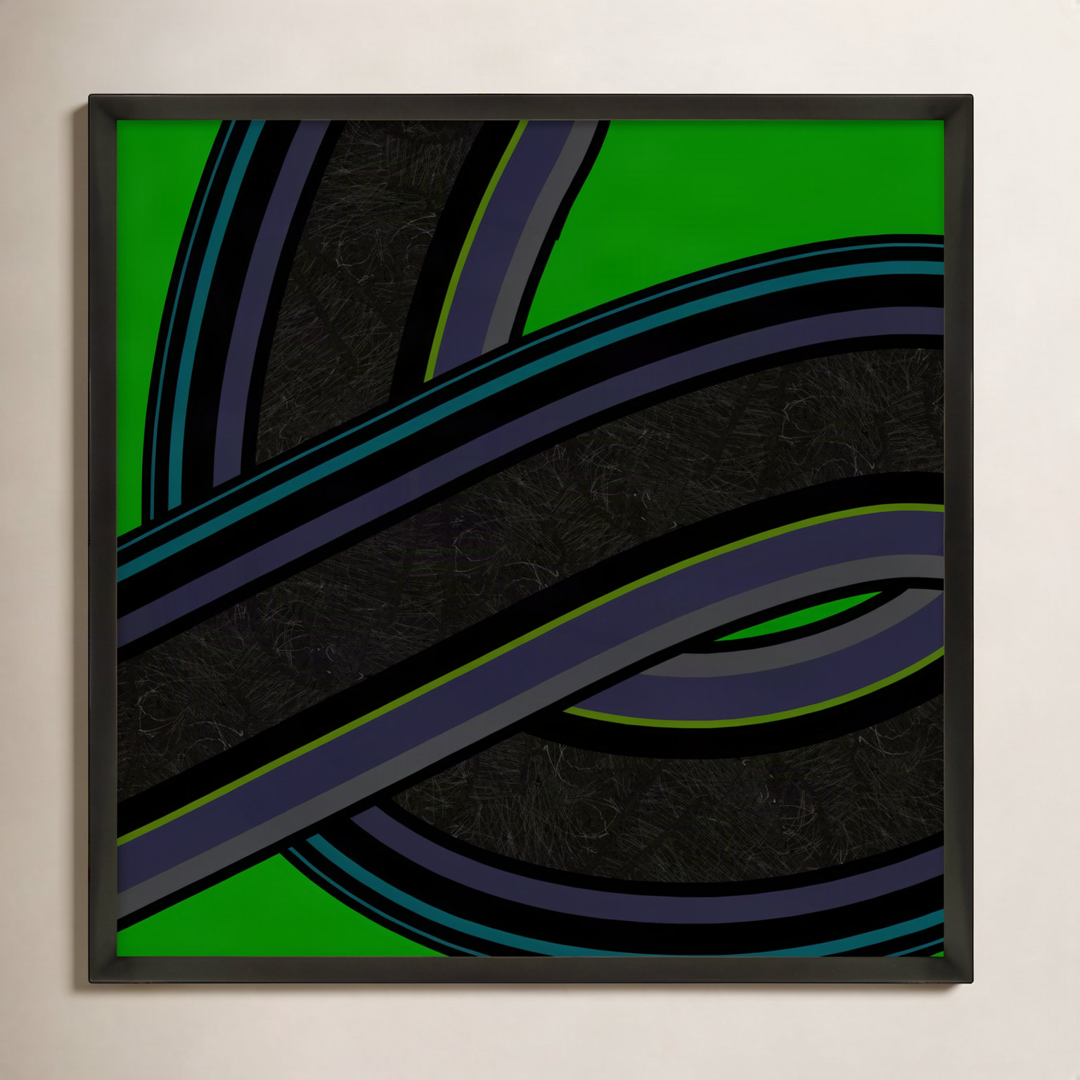 Twisted Road by Jacques Pilon, 16" H x 16" W x 1.25" D, Black Wood